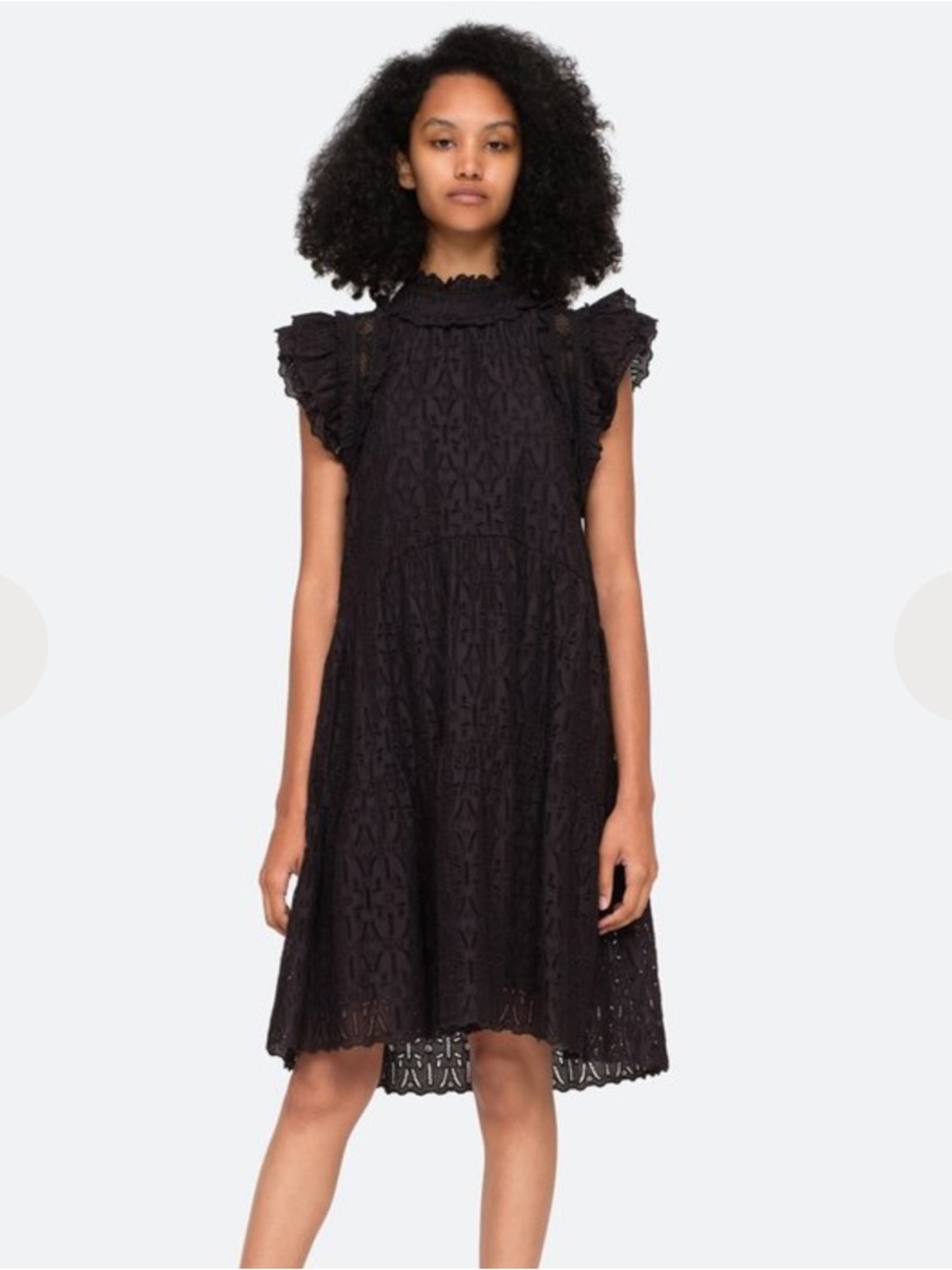 Sea New York Black Eyelet Ruffle Dress